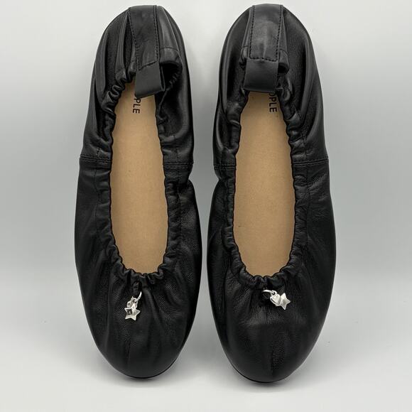 Free People Women’s Gemini Ballet Flats Black Leather Toe Charms Italy Size 9 - Picture 13 of 14